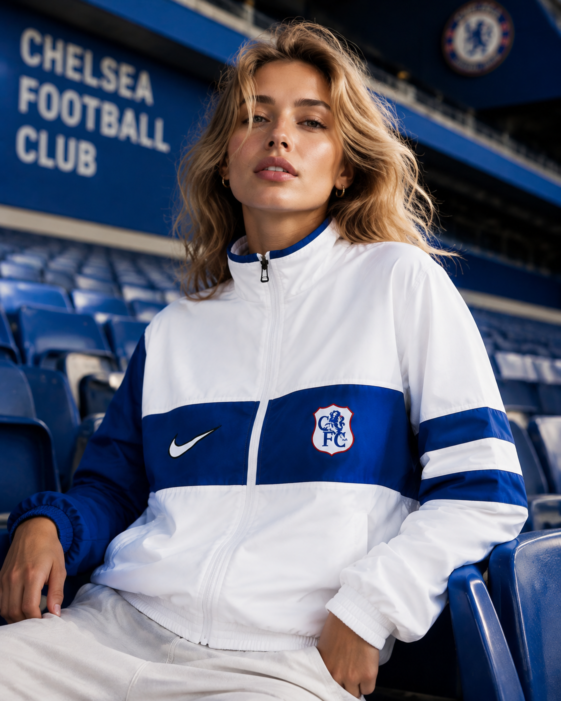Chelsea white vintage style Windbreaker