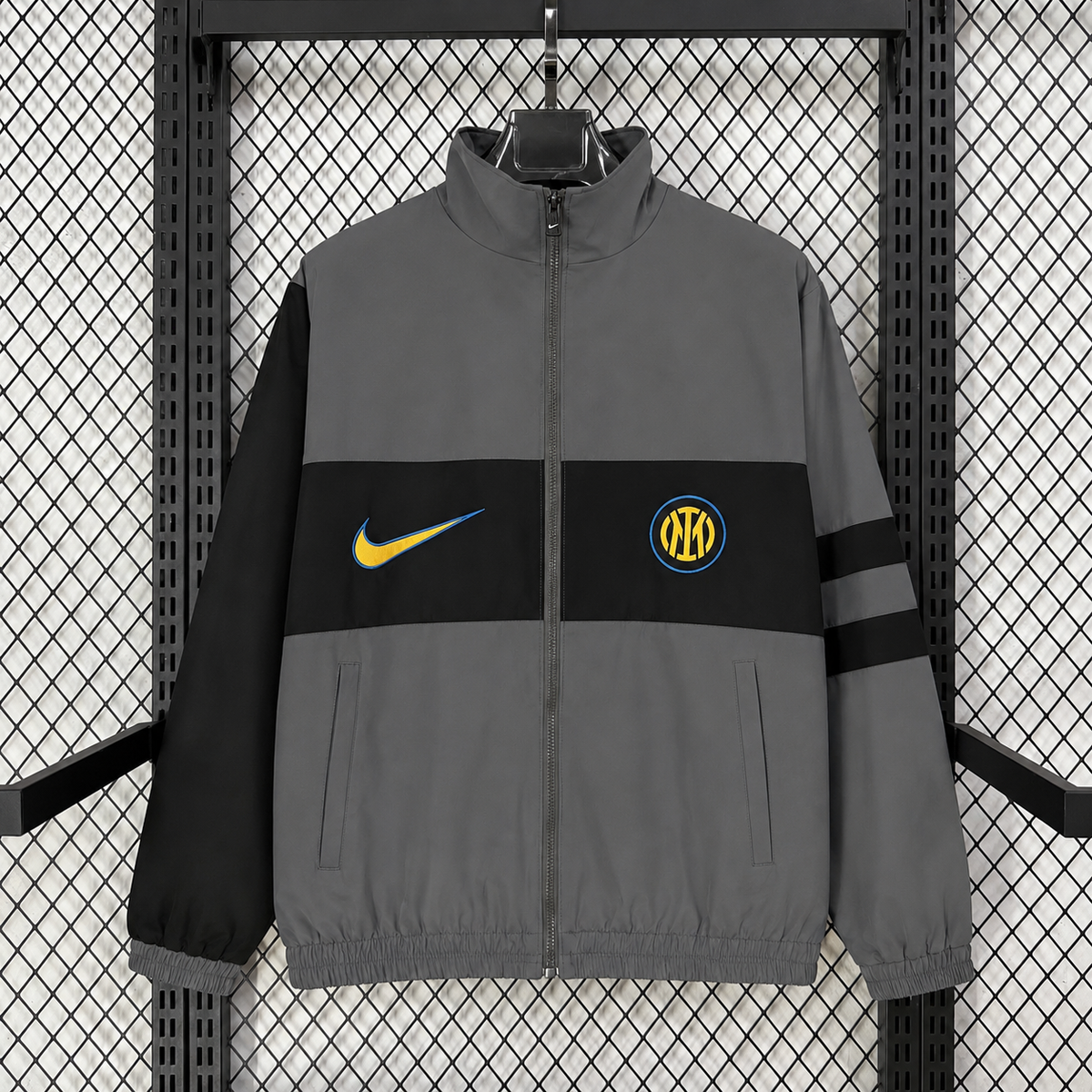 Inter Milan grey retro style Windbreaker