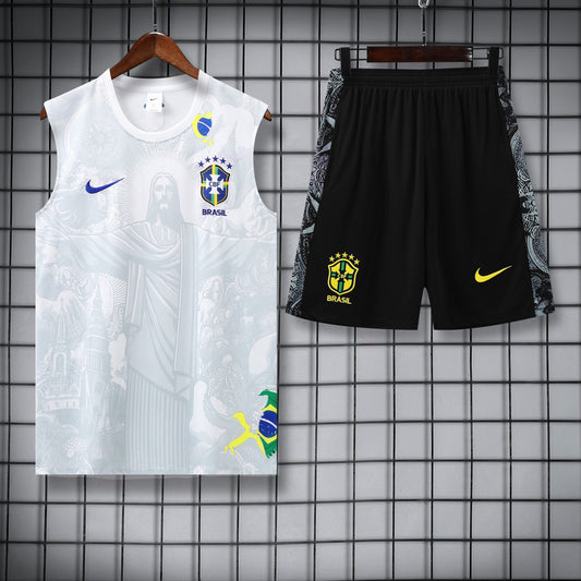 Brazil Sleeveless Training Kit  White gray